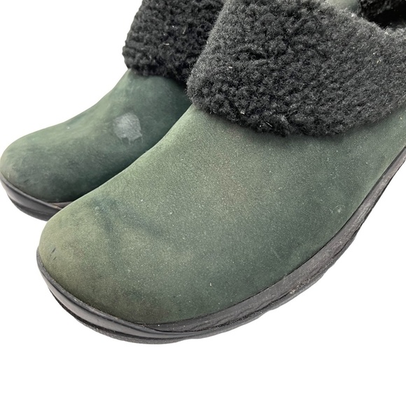 MERRELL ENCORE ICE SLIDE Slip On Mules Clogs Green Genuine Leather Shoes sz 7.5 - Picture 9 of 16